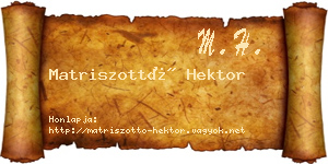 Matriszottó Hektor névjegykártya